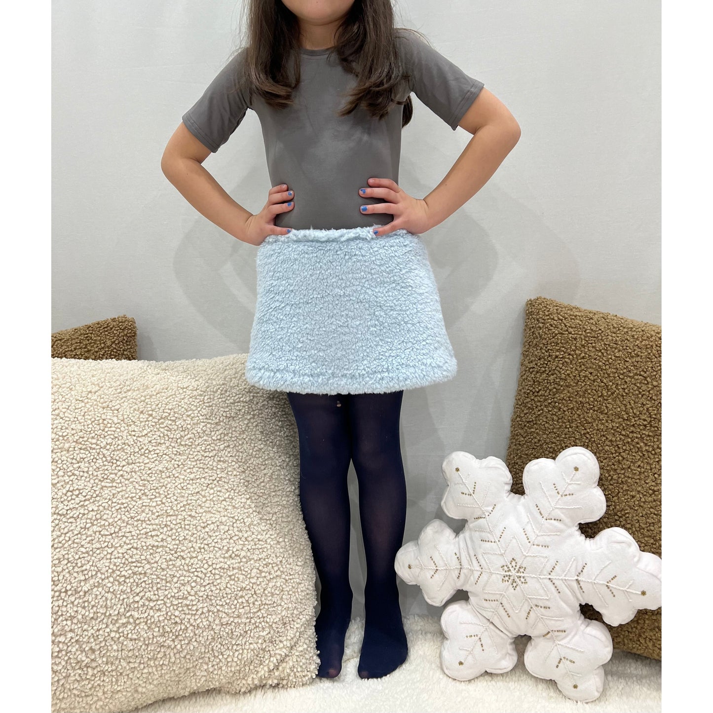 Little kid Sherpa skirt-light blue