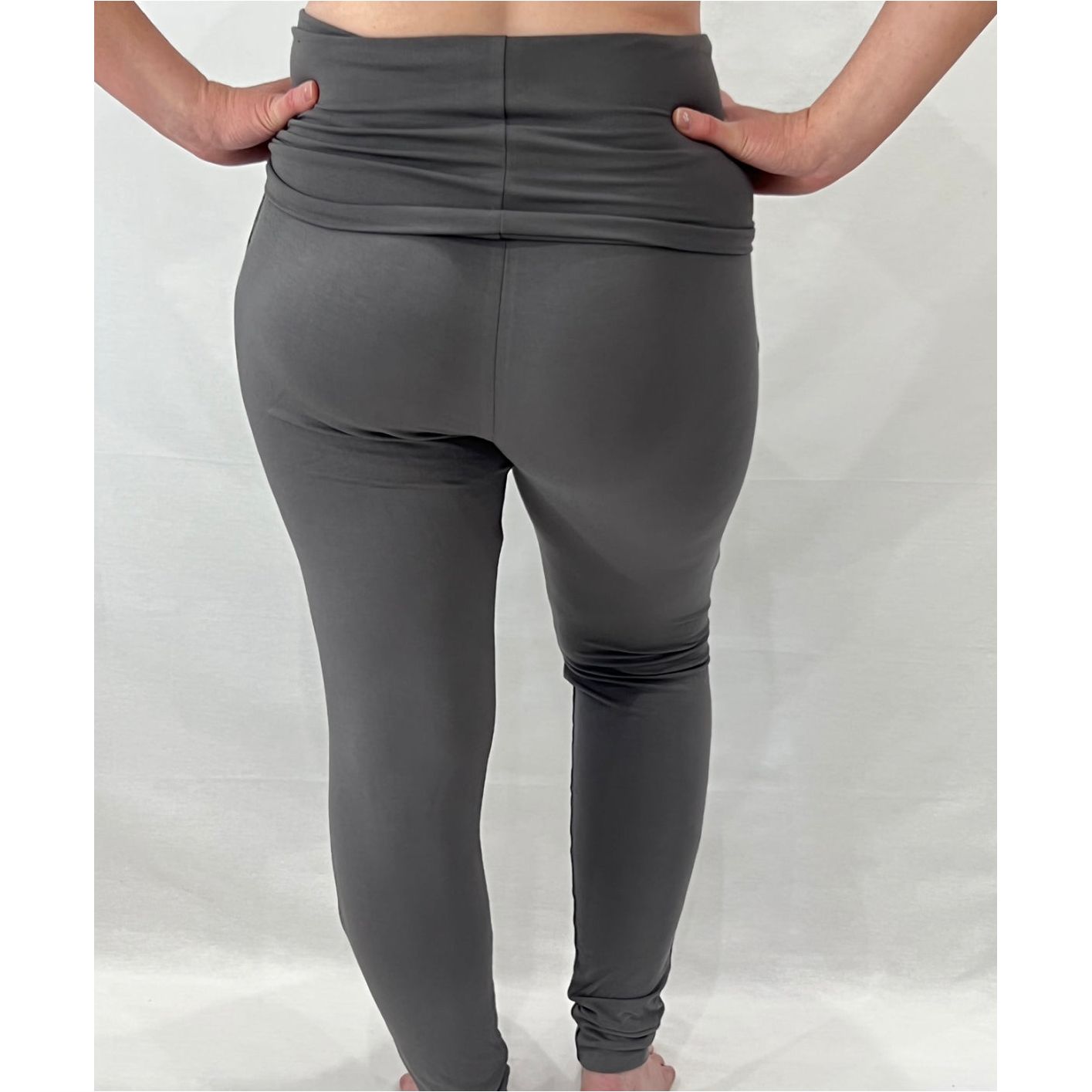 Fold Over Pant in Charcoal Gray