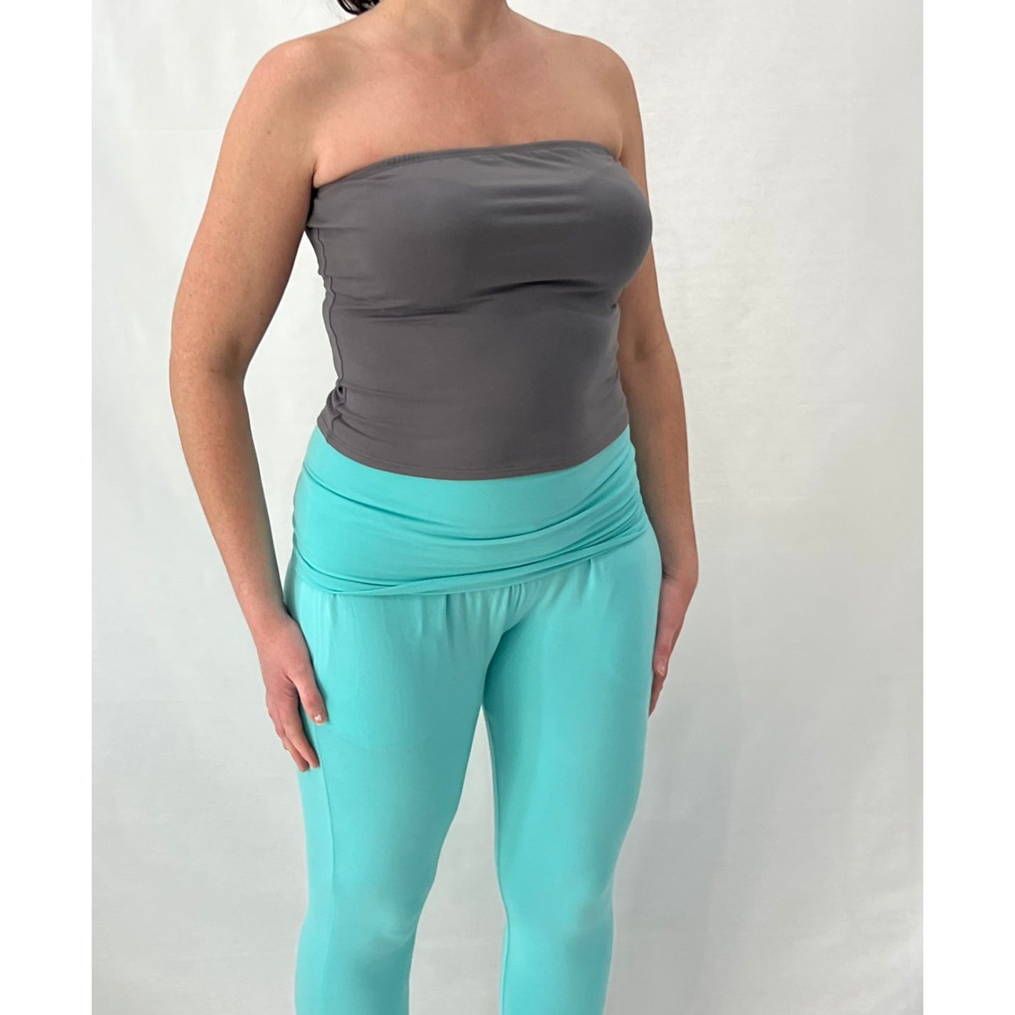 Fold over pant in Turquoise