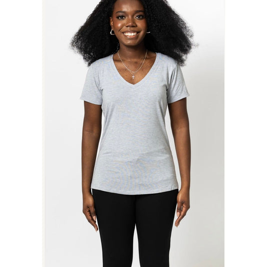 V-Neck T in Heather Gray