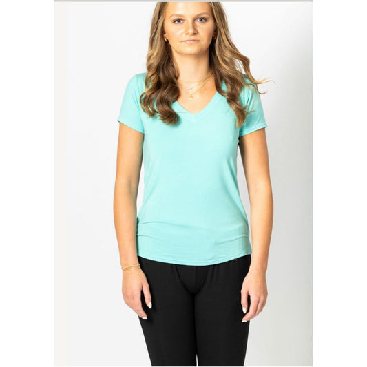 V-Neck T in Turquoise